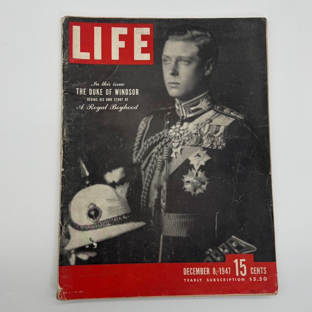 Vintage LIFE Magazine December 8 1947 Duke of Windsor Royal Boyhood History Ads